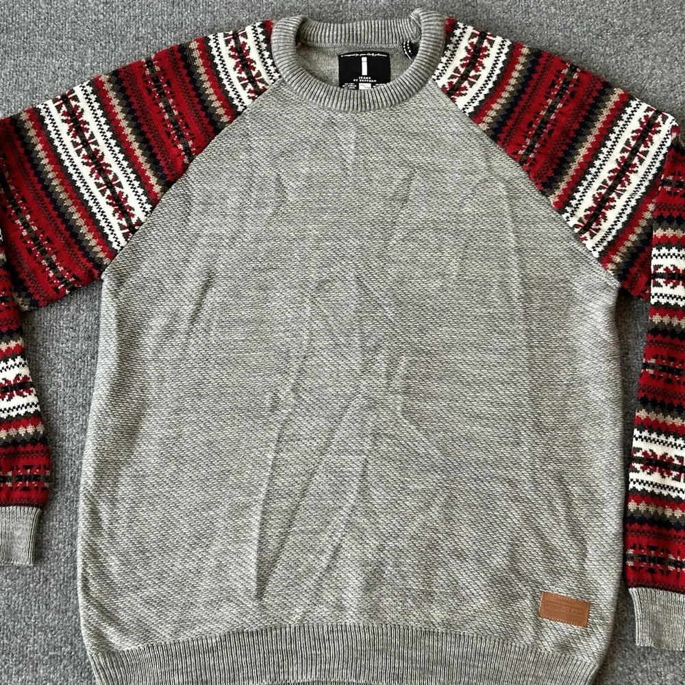 I Jeans By Buffalo Sweater Mens XXL Grey‎ Knit Wool Blend Holiday Christmas New